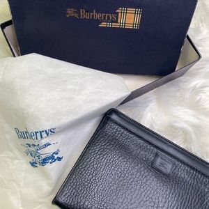 Vintage Burberrys Black Leather Clutch